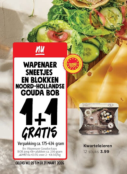 Wapenaer Goudse kaas BOB jong 48+ plakken ca. 230 gram