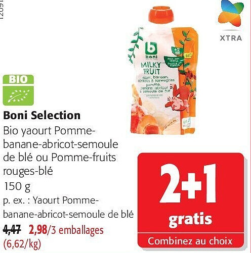 Yaourt Pommebanane-abricot-semoule de blé