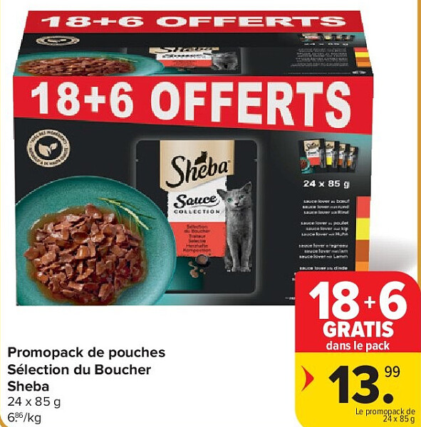 Promopack de pouches Sélection du Boucher Sheba 24 x 85 g