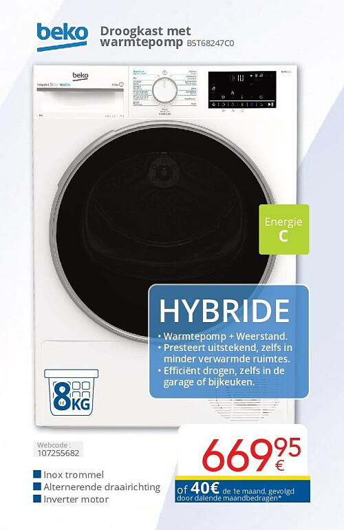 Beko Droogkast met warmtepomp B5T68247C0