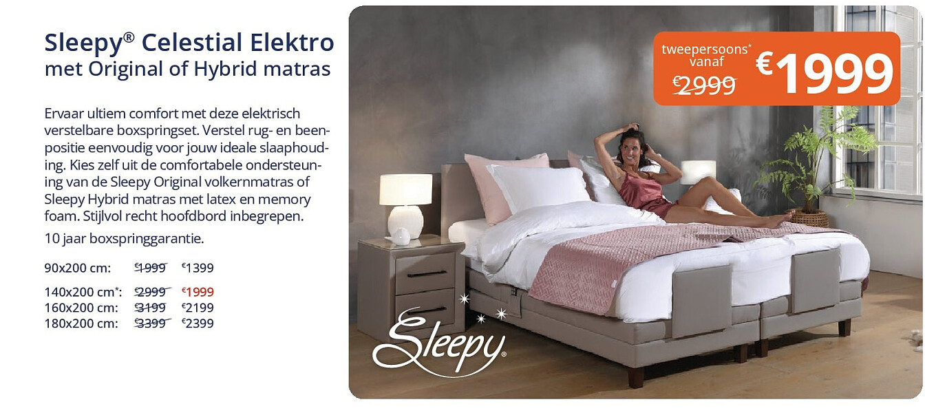 Sleepy ® Celestial Elektro met Original of Hybrid matras