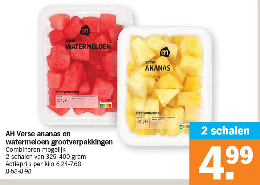 AH Verse ananas en watermeloen grootverpakkingen