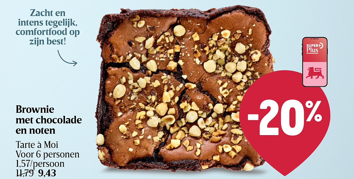 Brownie met chocolade en noten