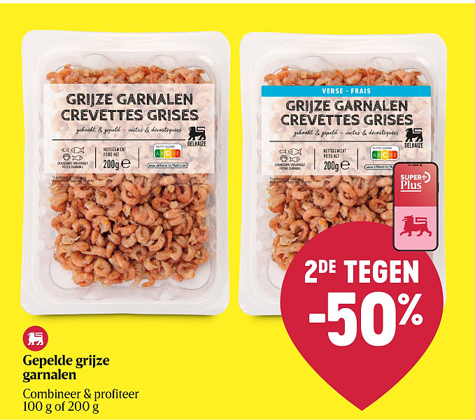Gepelde grijze garnalen