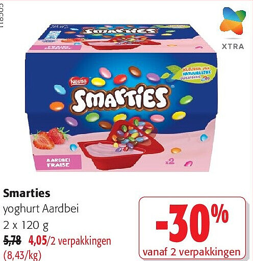 Smarties yoghurt Aardbei 2 x 120