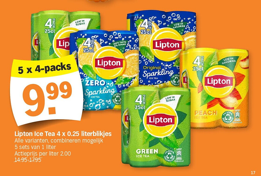 Lipton Ice Tea 4 x 0.25 literblikjes