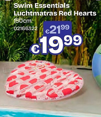 Swim Essentials Luchtmatras Red Hearts 150cm