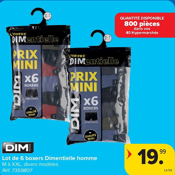 Lot de 6 boxers Dimentielle homme