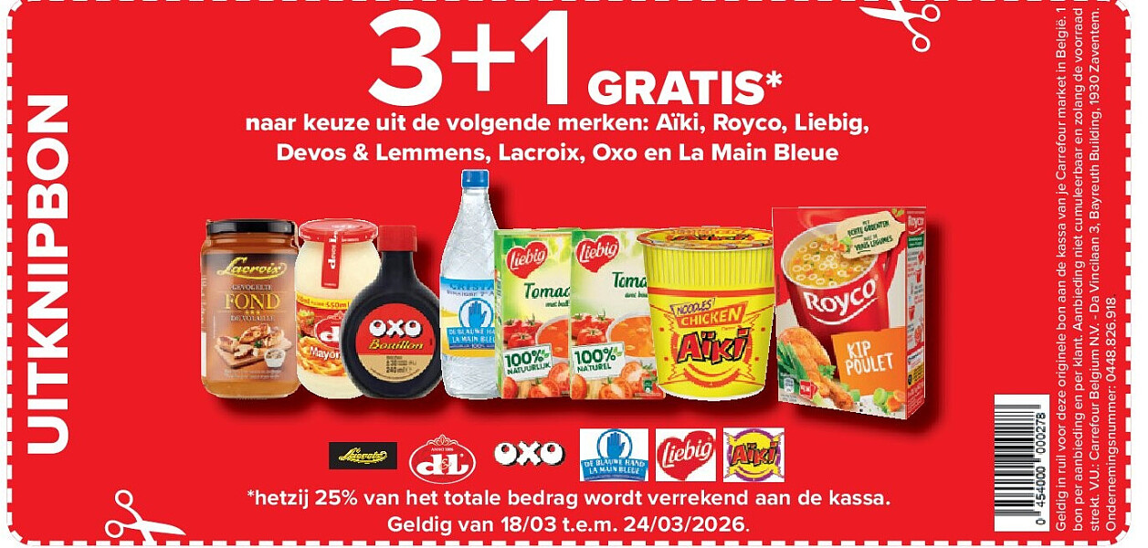 Aïki, Royco, Liebig, Devos & Lemmens, Lacroix, Oxo en La Main Bleue