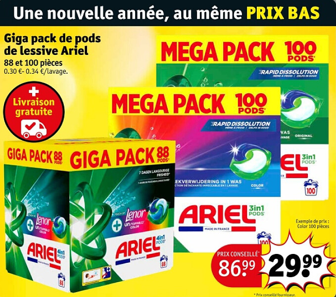 Giga pack de pods de lessive Ariel