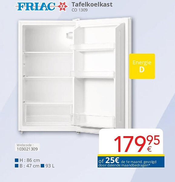 Friac Tafelkoelkast CO 1309
