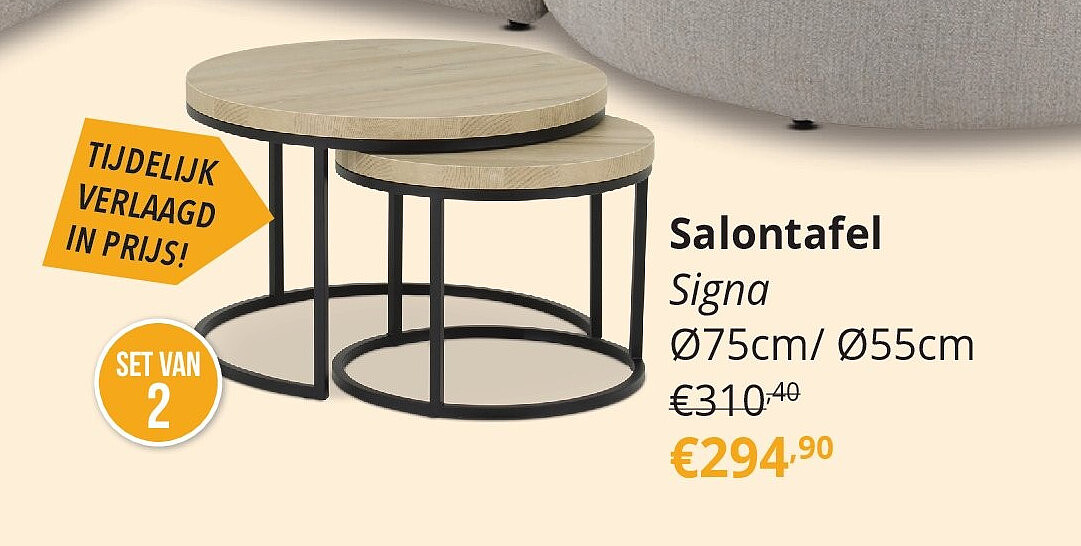 Salontafel Signa Ø75cm/ Ø55cm