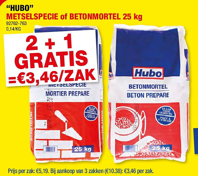 “HUBO” METSELSPECIE of BETONMORTEL 25 kg
