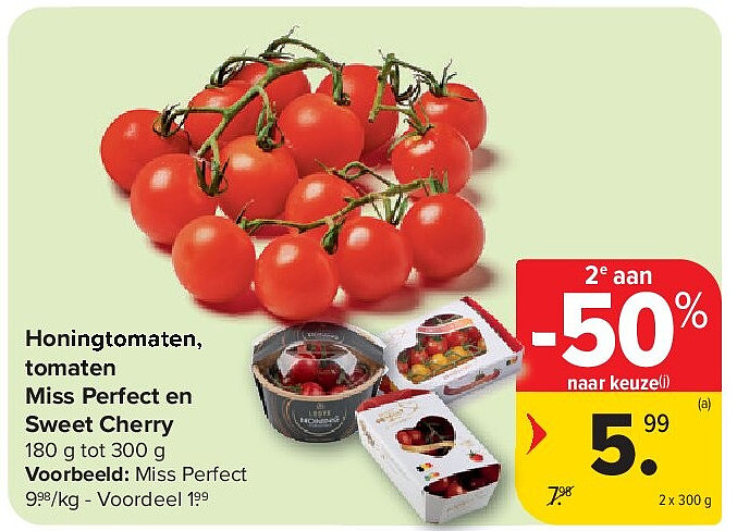 Honingtomaten, tomaten Miss Perfect en Sweet Cherry