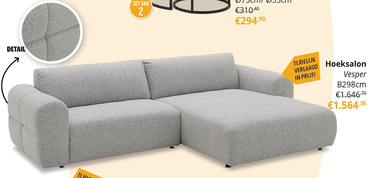 Hoeksalon Vesper B298cm