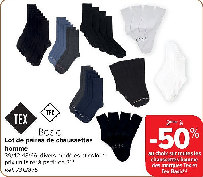 Lot de paires de chaussettes homme