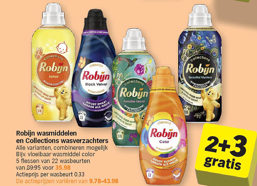 Robijn wasmiddelen en Collections wasverzachters