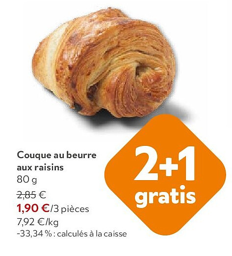 Couque au beurre aux raisins 80 g