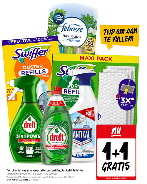 Dreft handafwas en vaatwastabletten, Swiffer, Antikal & Ambi-Pur