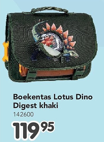 Boekentas Lotus Dino Digest khaki 142600