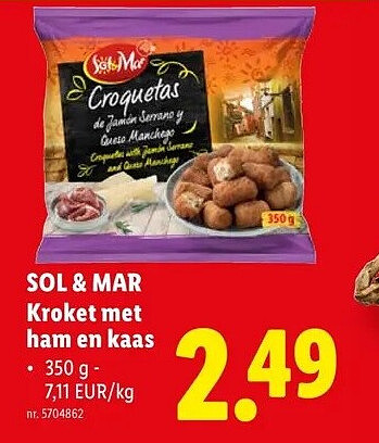 Kroket met ham en kaas