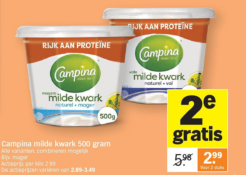 Campina milde kwark 500 gram