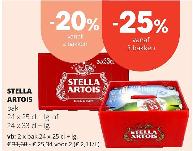 STELLA ARTOIS bak 24 x 25 cl + lg.