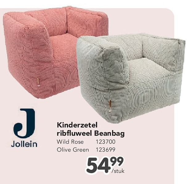 Kinderzetel ribfluweel Beanbag Wild Rose 123700 Olive Green 123699