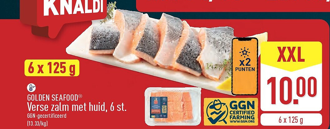 Verse zalm met huid, 6st.