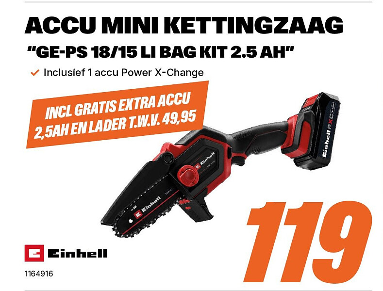 ACCU MINI KETTINGZAAG “GE-PS 18/15 LI BAG KIT 2.5 AH”