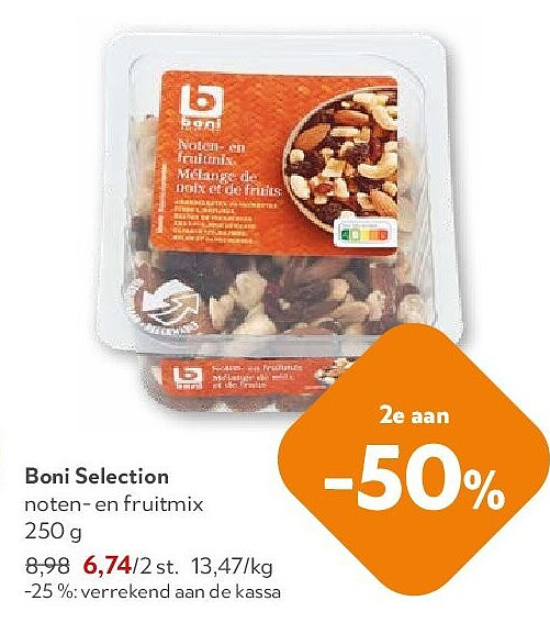 Boni Selection noten- en fruitmix 250 g