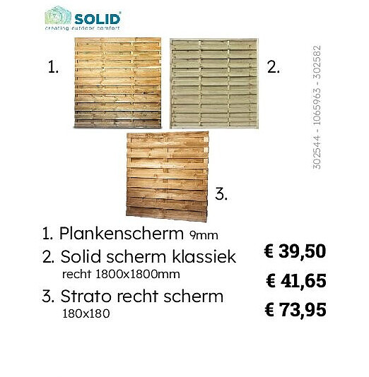 2. Solid scherm klassiek recht 1800x1800mm