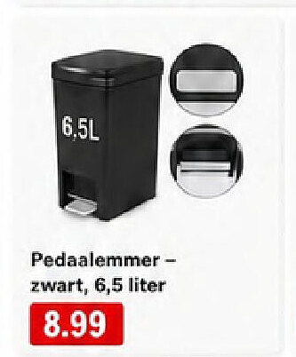 Pedaalemmer - zwart, 6,5 liter
