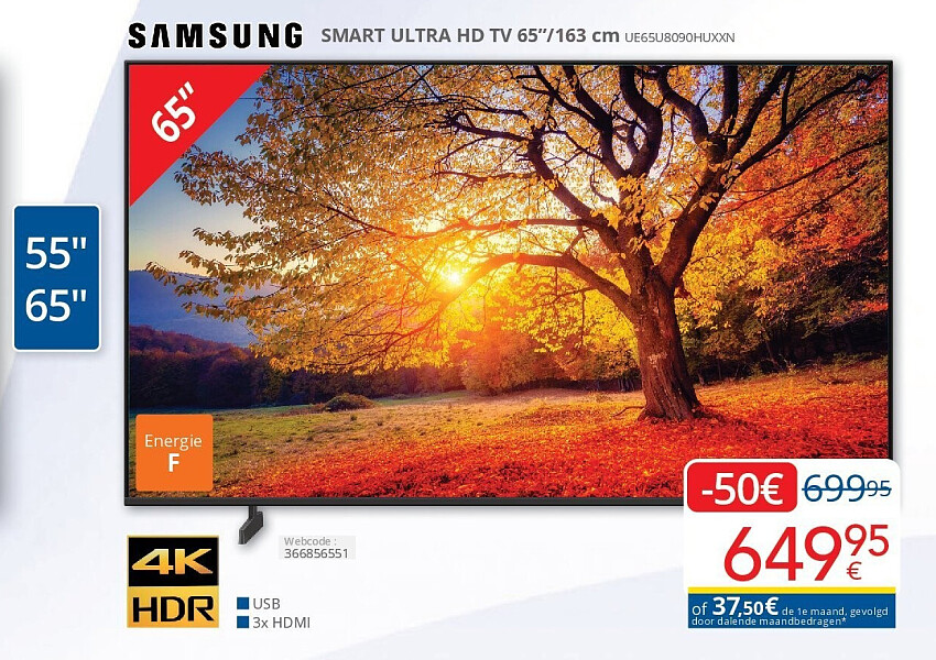 Samsung SMART ULTRA HD TV 65’’/163 cm UE65U8090HUXXN