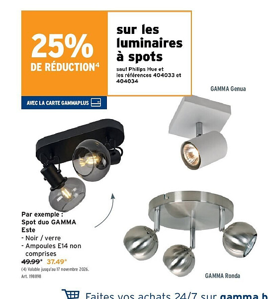sur les luminaires à spots