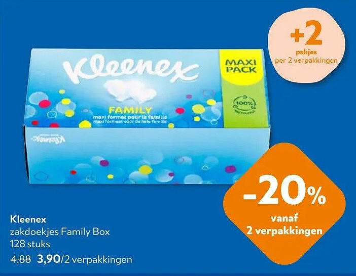Kleenex zakdoekjes Family Box 128 stuks