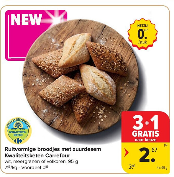 Ruitvormige broodjes met zuurdesem Kwaliteitsketen Carrefour