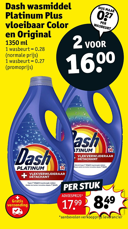 Dash wasmiddel Platinum Plus vloeibaar Color en Original