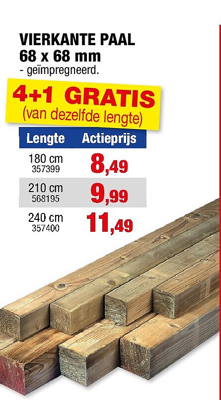 VIERKANTE PAAL 68 x 68 mm