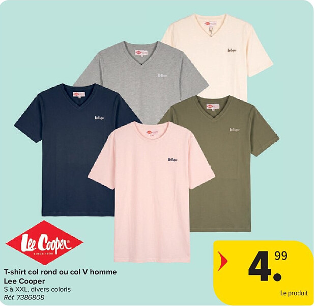 T-shirt col rond ou col V homme Lee Cooper
