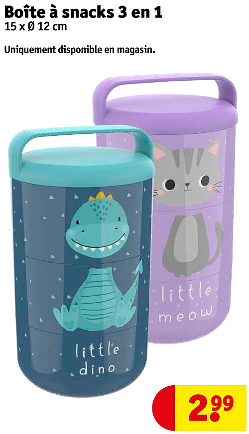 Boîte à snacks 3 en 1 15 x Ø 12 cm