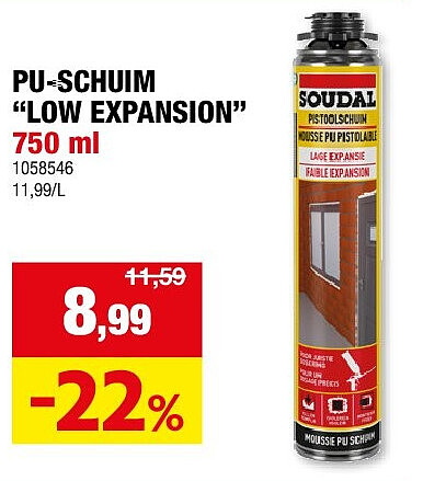 PU-SCHUIM “LOW EXPANSION” 750 ml