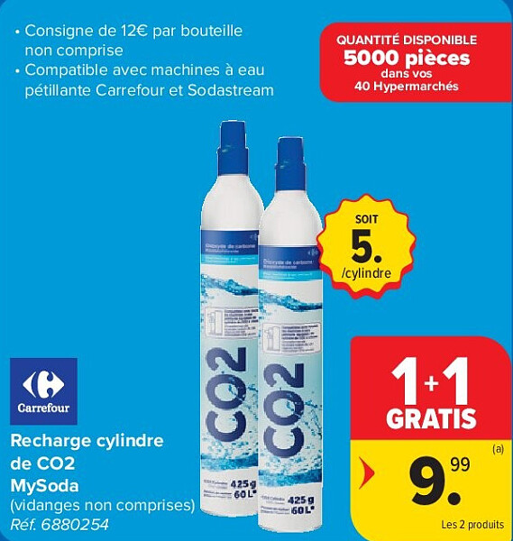 Recharge cylindre de CO2 MySoda