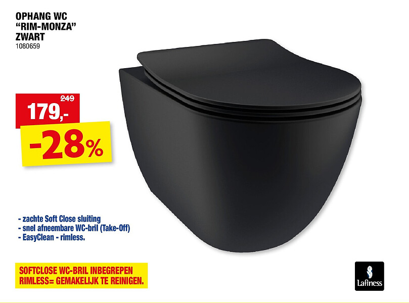 OPHANG WC “RIM-MONZA” ZWART