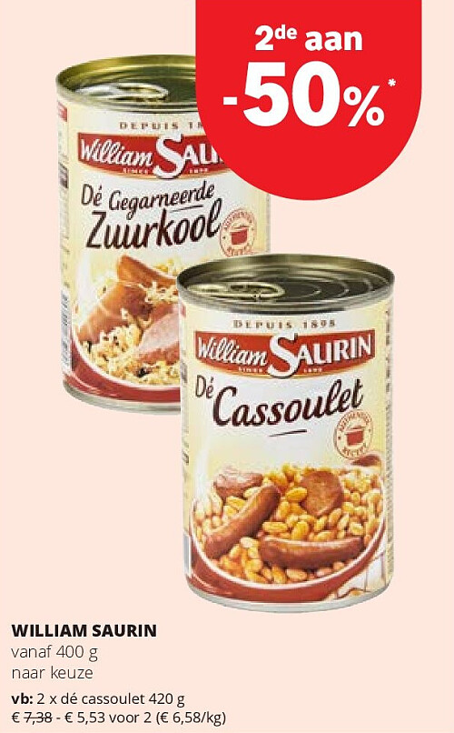 WILLIAM SAURIN dé cassoulet 420 g