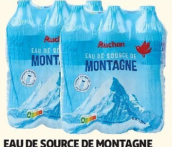 Eau de source de montagne Auchan 6 x 1,5 l