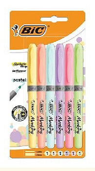 6 surligneurs pastel Grip Bic