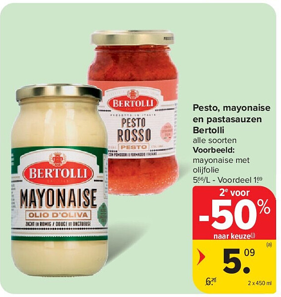 Pesto, mayonaise en pastasauzen Bertolli