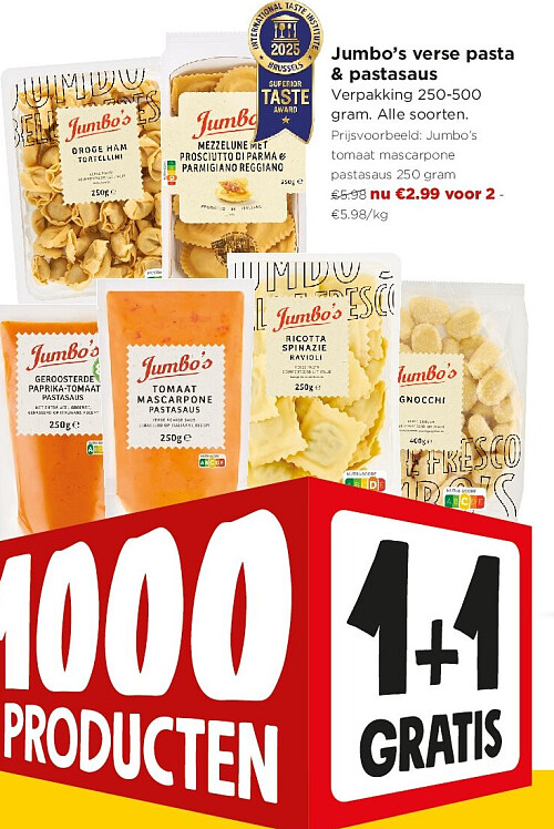 Jumbo’s verse pasta & pastasaus