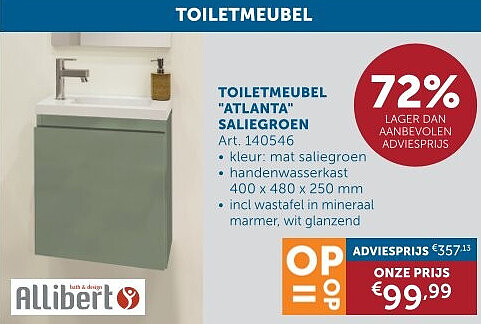 TOILETMEUBEL "ATLANTA" SALIEGROEN